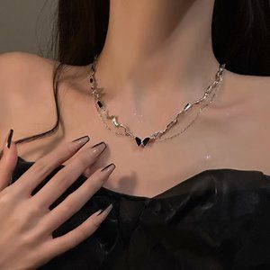 Black Zircon Butterfly Necklace